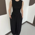 Sıfır Kol Basic Şalvar Tulum Siyah