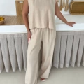 Sırt Bağlama Detay kısa Kol Takım Krem