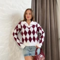 Sky Argyle Triko Kazak Bordo
