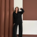 Taş Detaylı Gömlek-Pantolon Takım Siyah