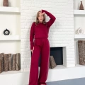 Taş/Işıltı İşlemeli Cool Casual Takım Bordo