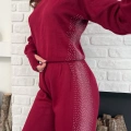 Taş/Işıltı İşlemeli Cool Casual Takım Bordo