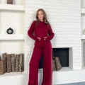 Taş/Işıltı İşlemeli Cool Casual Takım Bordo