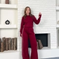 Taş/Işıltı İşlemeli Cool Casual Takım Bordo
