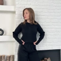 Taş/Işıltı İşlemeli Cool Casual Takım Siyah