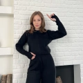 Taş/Işıltı İşlemeli Cool Casual Takım Siyah