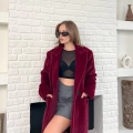 Tek Düğme Detay Yumoş Kaban Bordo