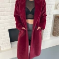 Tek Düğme Detay Yumoş Kaban Bordo