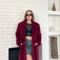 Tek Düğme Detay Yumoş Kaban Bordo