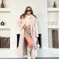 Tek Düğme Detay Yumoş Kaban Pudra Pembe