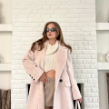 Tek Düğme Detay Yumoş Kaban Pudra Pembe