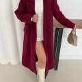 Tek Düğme Detaylı Kaşe Kaban Bordo