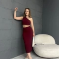 Tek Omuz Bürümcük Etekli Takım Bordo
