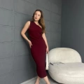 Tek Omuz Bürümcük Etekli Takım Bordo