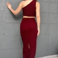 Tek Omuz Bürümcük Etekli Takım Bordo