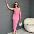 Tek Omuz Bürümcük Etekli Takım Pembe