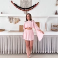 Tek Parça Farklı Farklı Giyebileceğiniz Etekli Takım Pembe