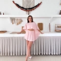 Tek Parça Farklı Farklı Giyebileceğiniz Etekli Takım Pembe