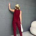Tensel Kumaş Bel Lastikli Takım Bordo