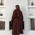 Uzun Boy Kuşak Detaylı Kaban Kahverengi