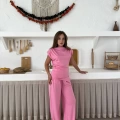 Vatka Detaylı Asimetrik Takım Pembe