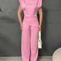 Vatka Detaylı Asimetrik Takım Pembe