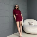 Yan Şerit Detay Modal Kumaş Takım Bordo