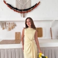 Yandan Bağlama Detay Sandy Elbise Sarı