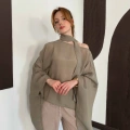 Yarasa Kol Şal Detaylı Tensel Bluz Haki