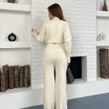 Yarım Boğazlı Taş İşlemeli İkili Set Bej