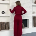 Yarım Boğazlı Taş İşlemeli İkili Set Bordo