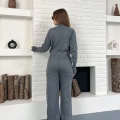 Yarım Boğazlı Taş İşlemeli İkili Set Gri