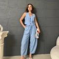 Yelekli Çilek Takım Bebe Mavi