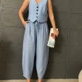 Yelekli Çilek Takım Bebe Mavi
