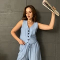 Yelekli Çilek Takım Bebe Mavi