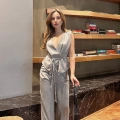 Yelekli Önden Bağlamalı Takım Gri