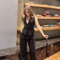 Yelekli Önden Bağlamalı Takım Siyah