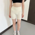 Yüksek Bel Dikişsiz Spor Şort Bej