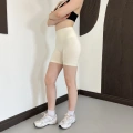 Yüksek Bel Dikişsiz Spor Şort Bej