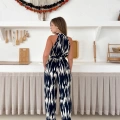 Zebra Desen Kuşaklı Tulum Siyah