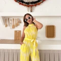Zebra Desen Kuşaklı Tulum Sarı