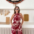 Zebra Desen Kuşaklı Tulum Bordo