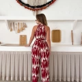 Zebra Desen Kuşaklı Tulum Bordo