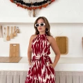 Zebra Desen Kuşaklı Tulum Bordo