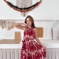 Zebra Vibe Bel Kuşaklı Elbise Kırmızı