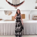 Zebra Vibe Bel Kuşaklı Elbise Siyah
