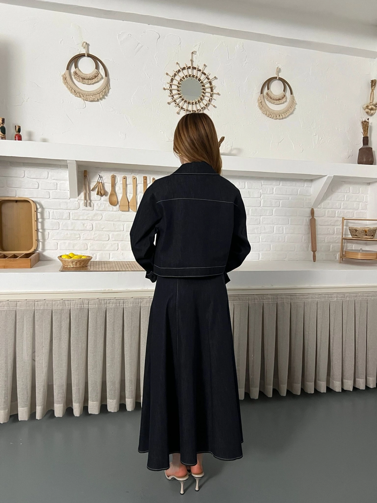Elbise-Ceket Denim Takım Lacivert