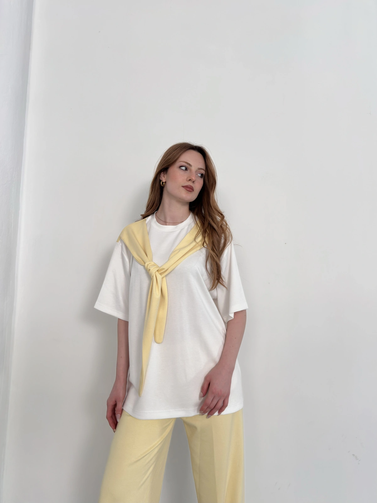 Oversize Tişörtlü Candy Mood Takım Sarı