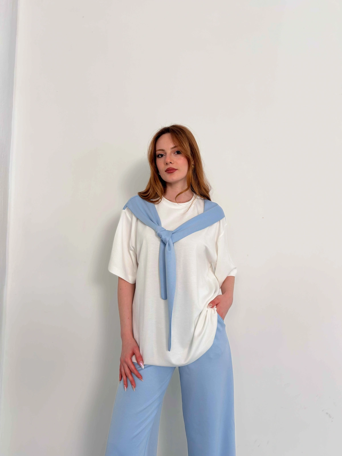 Oversize Tişörtlü Candy Mood Takım MAvi