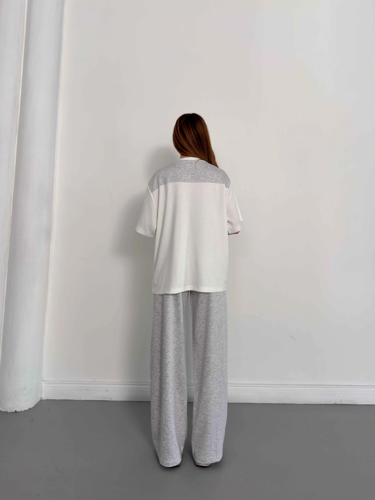 Oversize Tişörtlü Candy Mood Takım Gri
